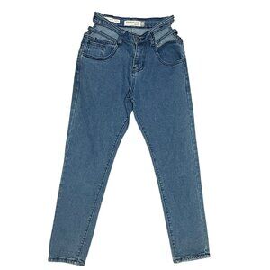 Celebrity Ace The Mom Jean Women’s 27 Layered Waistband High Rise Blue Denim Y2